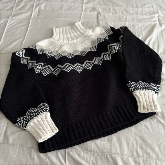 NWT Eloquii Black & White Fair Isle Chunky Knit Turtleneck Sweater 14/16 - Picture 2 of 4